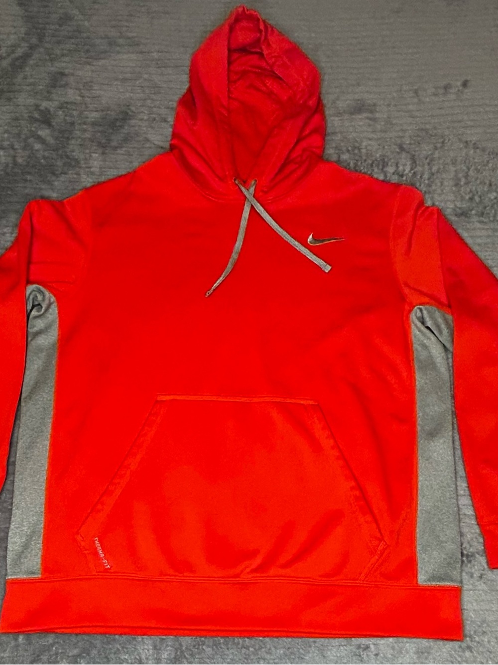 NIKE THERMA-FIT PULLOVER SWEATER ORANGE GRAY SWOOSH MENS SIZE XL EXCELLENT